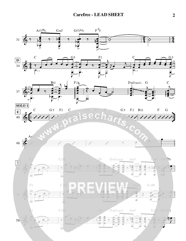 Carefree (Instrumental) Lead Sheet (Ric Flauding)