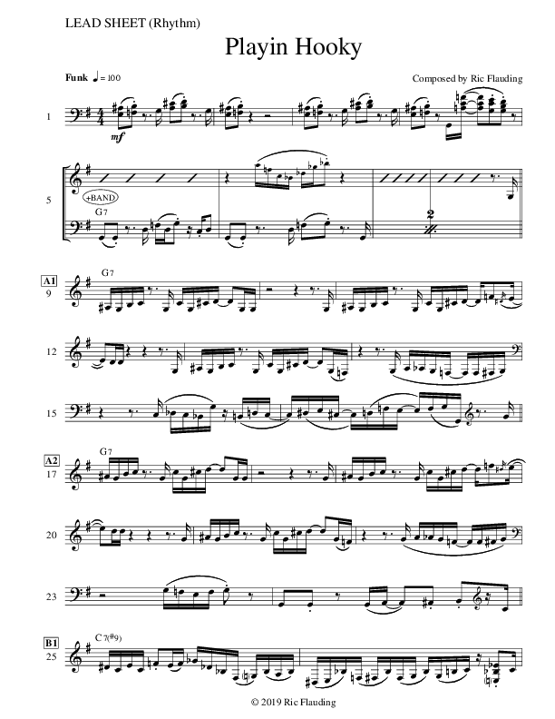 Playin Hooky (Instrumental) Lead Sheet (Ric Flauding)