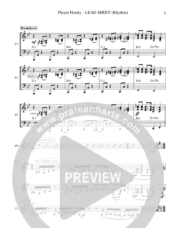 Playin Hooky (Instrumental) Lead Sheet (Ric Flauding)