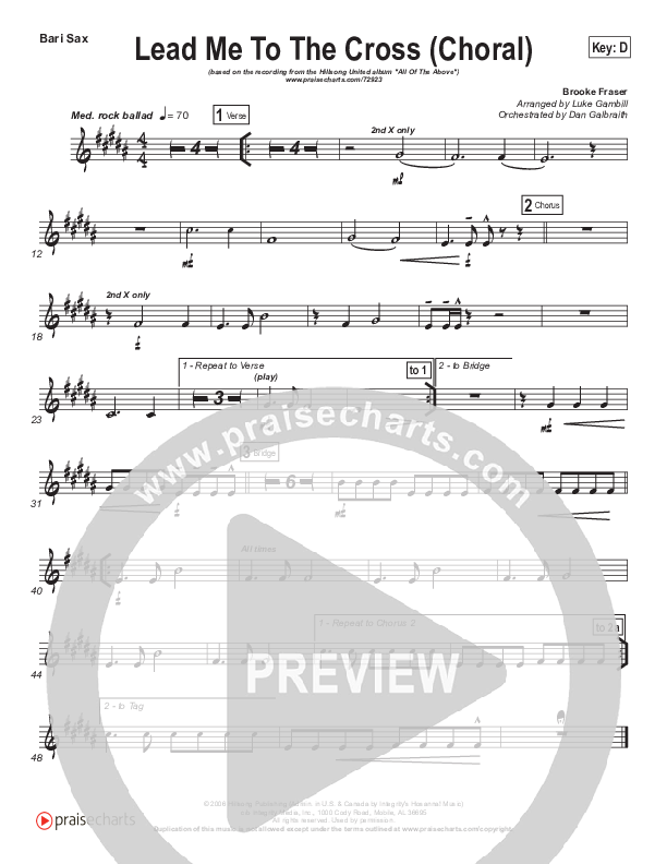 Lead Me To The Cross (Choral Anthem SATB) Bari Sax (Hillsong UNITED / Arr. Luke Gambill)