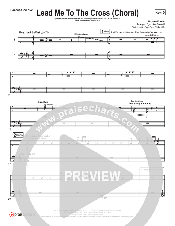 Lead Me To The Cross (Choral Anthem SATB) Percussion (Hillsong UNITED / Arr. Luke Gambill)