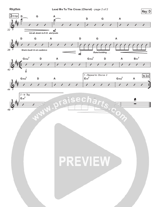 Lead Me To The Cross (Choral Anthem SATB) Rhythm Chart (Hillsong UNITED / Arr. Luke Gambill)