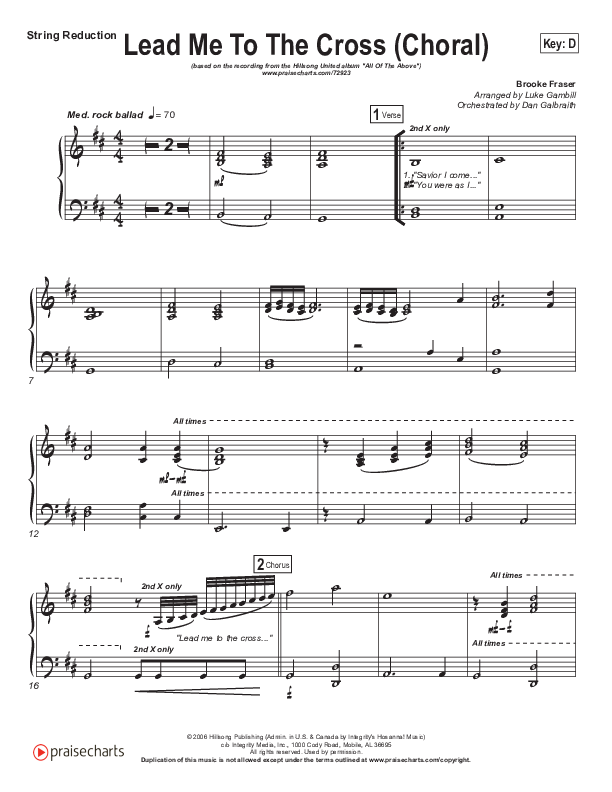 Lead Me To The Cross (Choral Anthem SATB) Synth Strings (Hillsong UNITED / Arr. Luke Gambill)