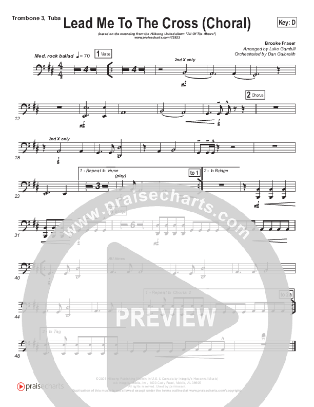 Lead Me To The Cross (Choral Anthem SATB) Tuba (Hillsong UNITED / Arr. Luke Gambill)