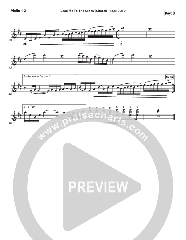Lead Me To The Cross (Choral Anthem SATB) Violin 1/2 (Hillsong UNITED / Arr. Luke Gambill)