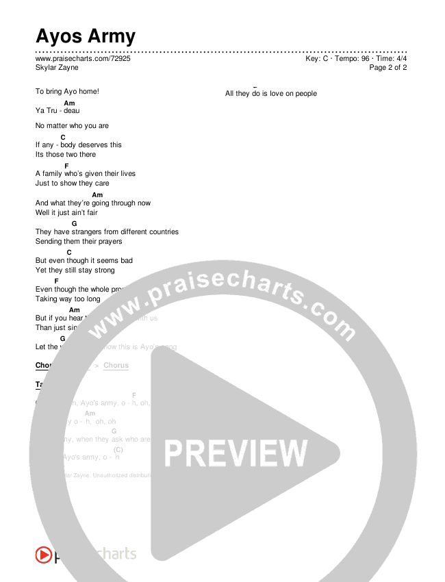 Ayos Army Chords & Lyrics (Skylar Zayne)