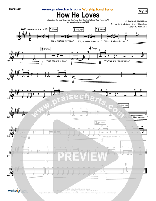 How He Loves (Radio) Bari Sax (David Crowder)