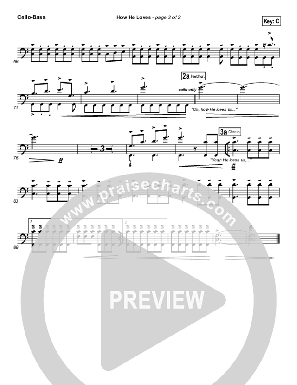 How He Loves (Radio) Cello/Bass (David Crowder)