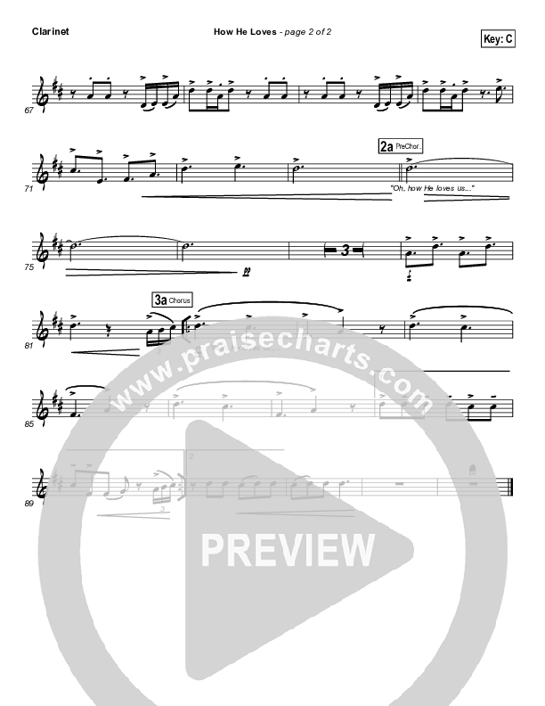 How He Loves (Radio) Clarinet (David Crowder)