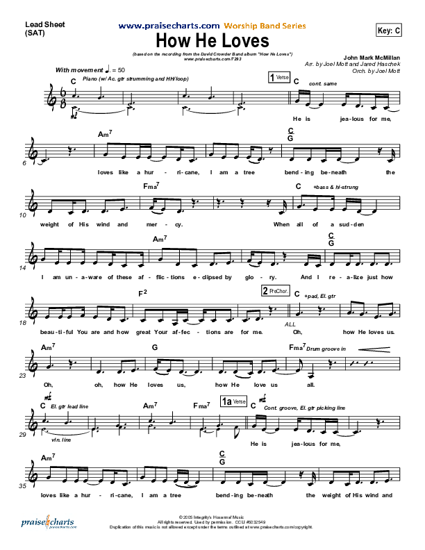 How He Loves (Radio) Lead Sheet (SAT) (David Crowder)
