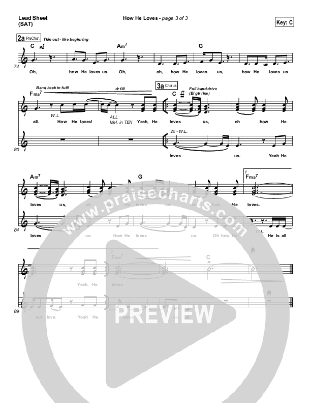 How He Loves (Radio) Lead Sheet (SAT) (David Crowder)