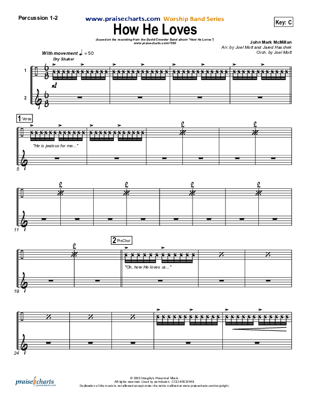 How He Loves (Radio) Percussion (David Crowder)