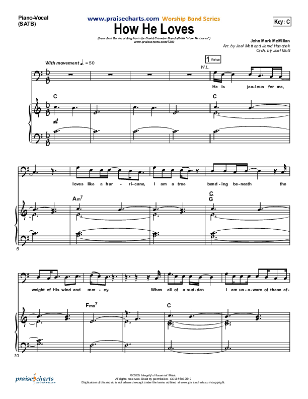 How He Loves (Radio) Piano/Vocal (David Crowder)