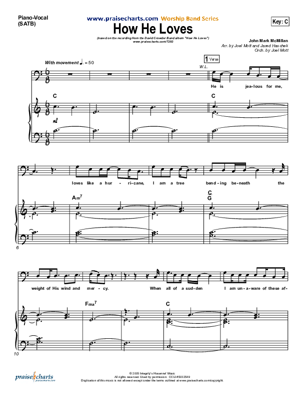 How He Loves (Radio) Piano/Vocal (SATB) (David Crowder)