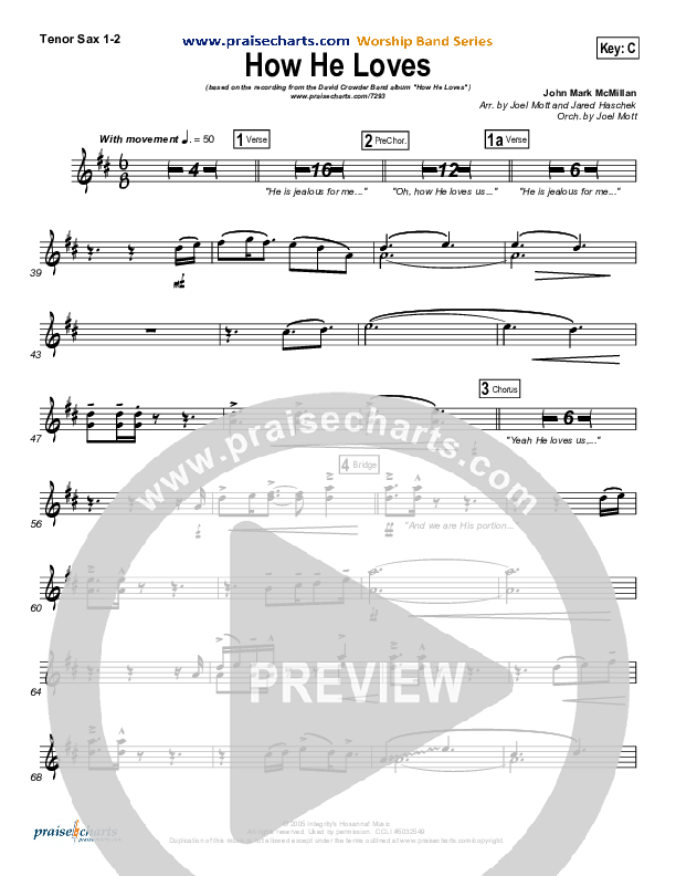 How He Loves (Radio) Tenor Sax 1/2 (David Crowder)
