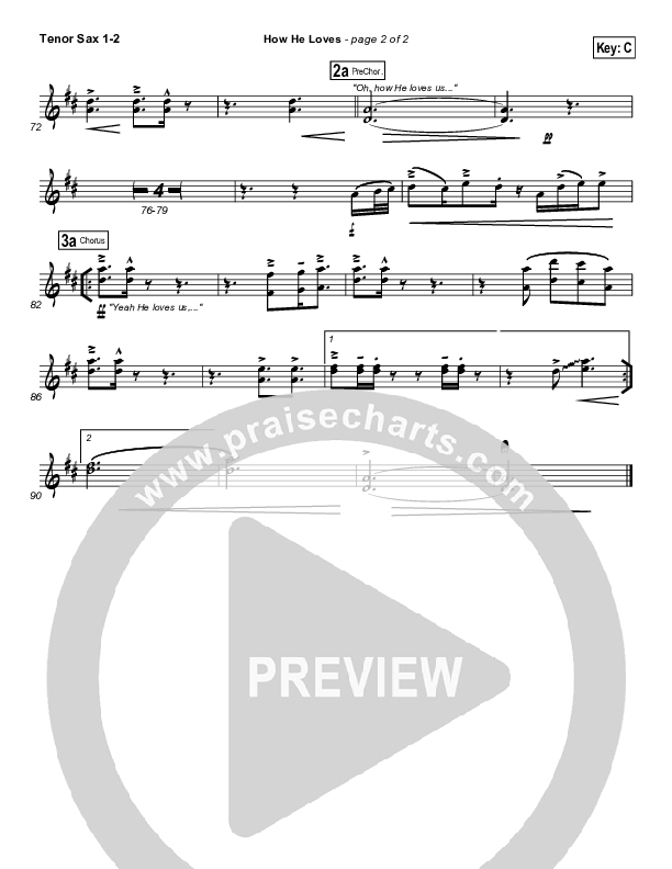 How He Loves (Radio) Tenor Sax 1/2 (David Crowder)