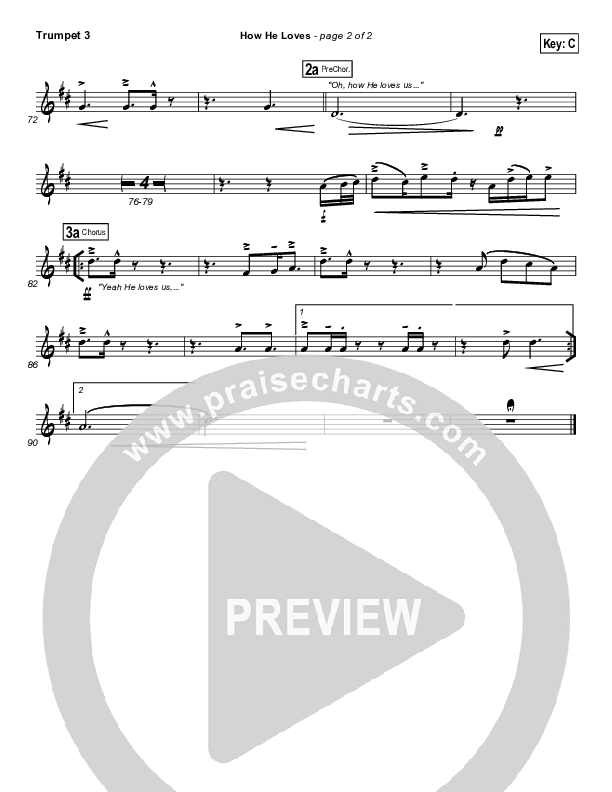 How He Loves (Radio) Trumpet 3 (David Crowder)