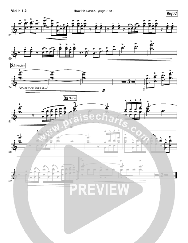 How He Loves (Radio) Violin 1/2 (David Crowder)