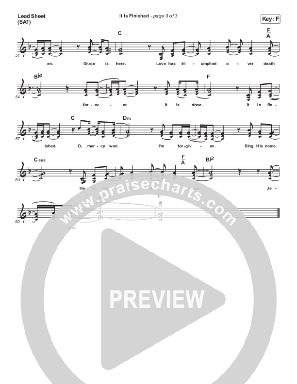 It Is Finished (Acoustic) Lead Sheet (SAT) (Melodie Malone / Passion)