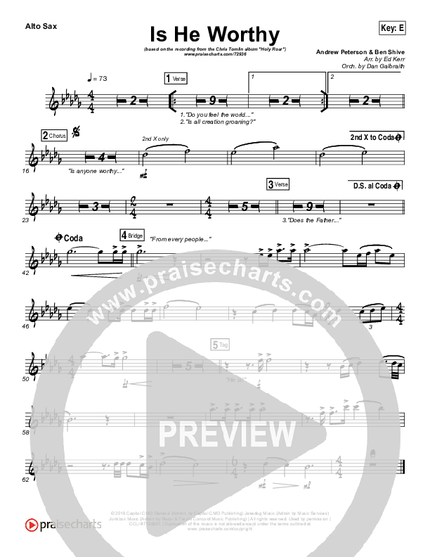 Is He Worthy Alto Sax (Chris Tomlin)