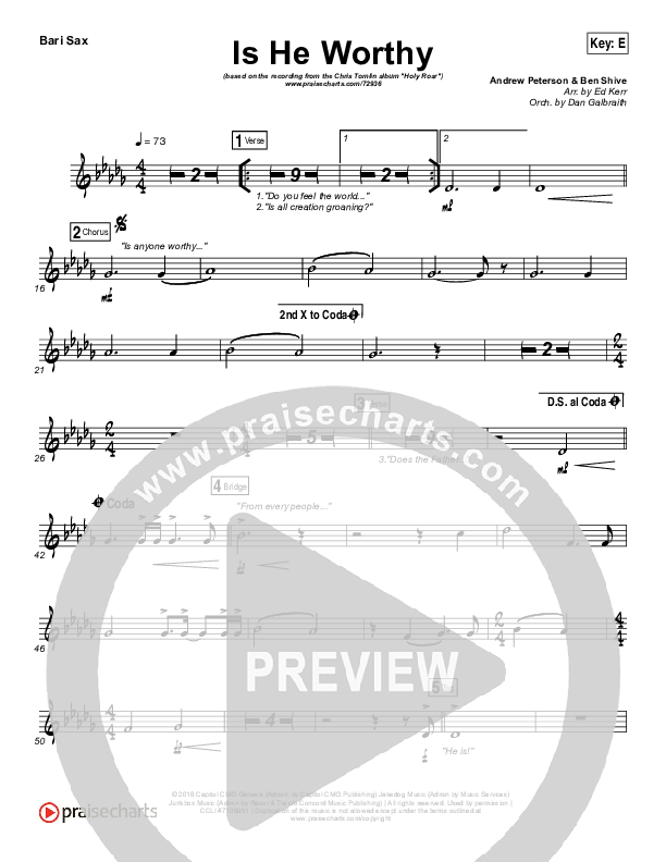 Is He Worthy Bari Sax (Chris Tomlin)