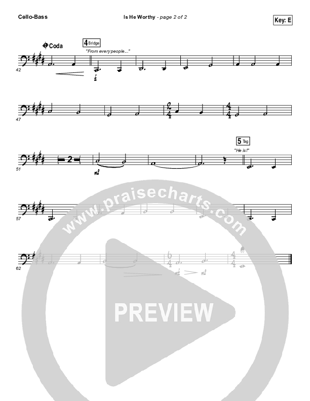 Is He Worthy Cello/Bass (Chris Tomlin)