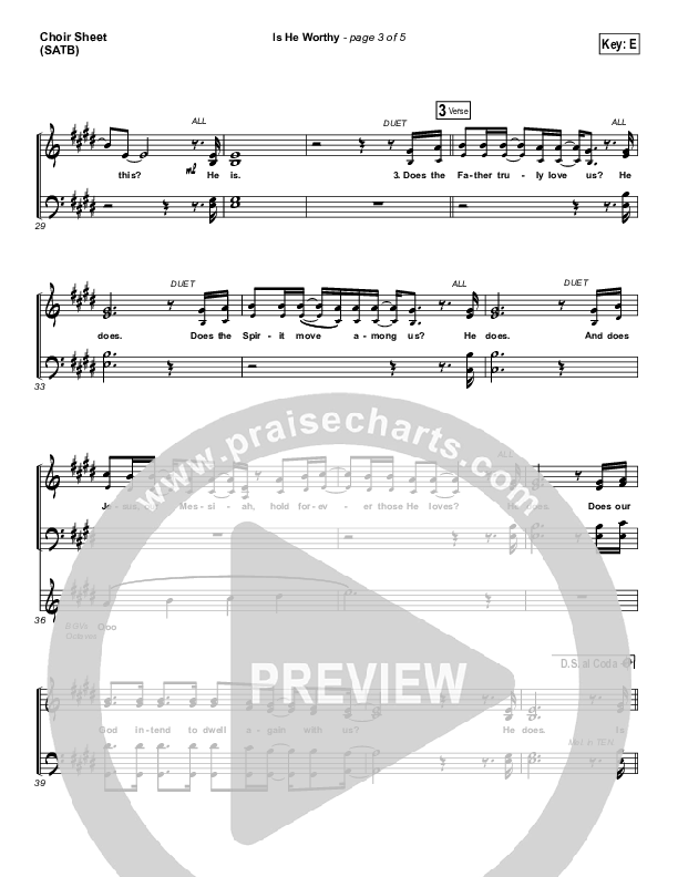 Is He Worthy Choir Sheet (SATB) (Chris Tomlin)