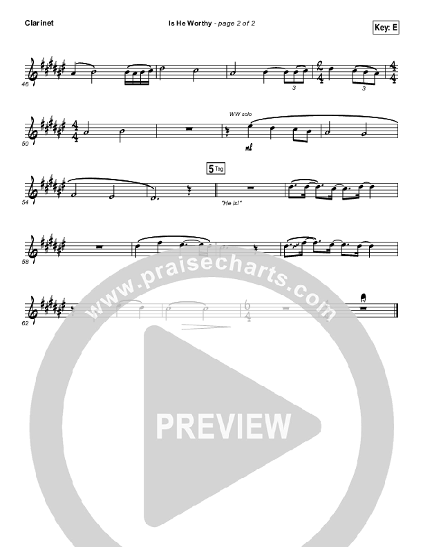 Is He Worthy Clarinet (Chris Tomlin)