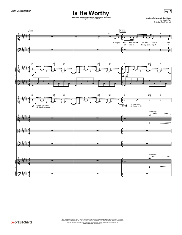 Is He Worthy Conductor's Score (Chris Tomlin)