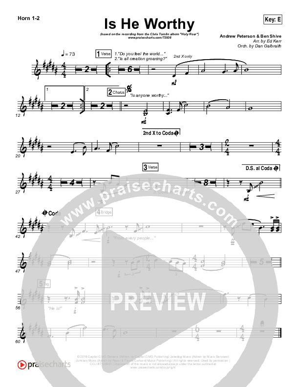 Is He Worthy French Horn 1/2 (Chris Tomlin)
