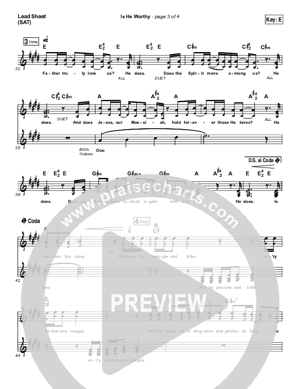 Is He Worthy Sheet Music PDF (Chris Tomlin) - PraiseCharts