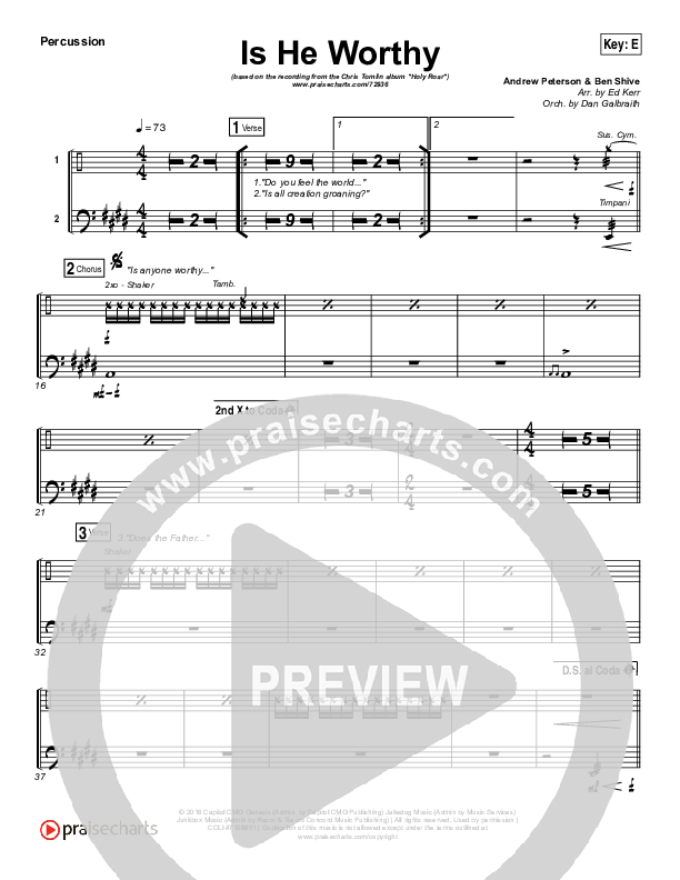 Is He Worthy Percussion (Chris Tomlin)