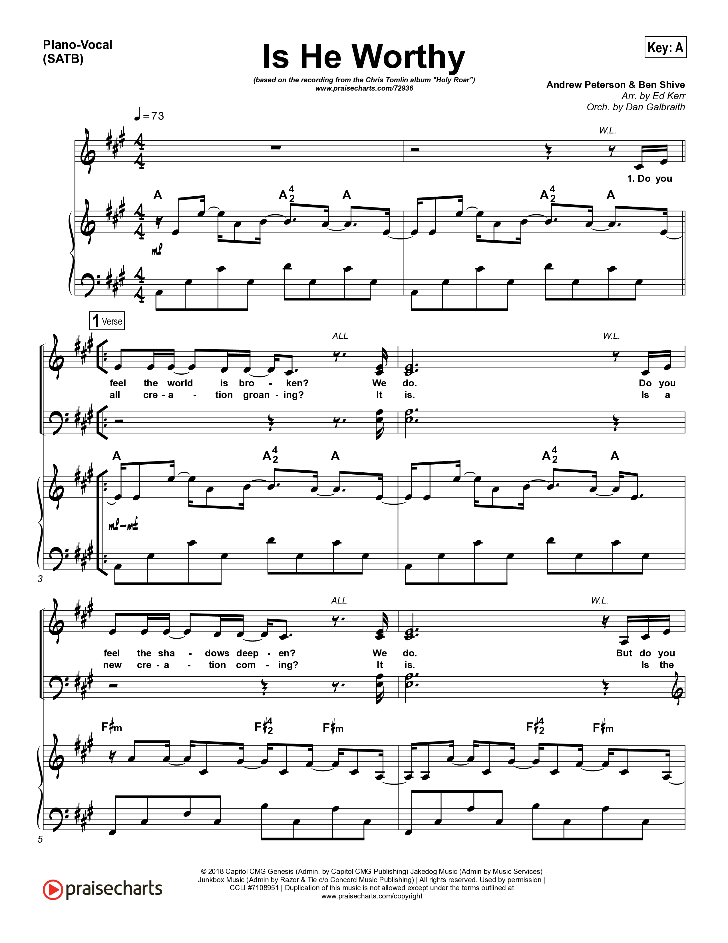 Is He Worthy Piano/Choir (SATB) (Chris Tomlin)