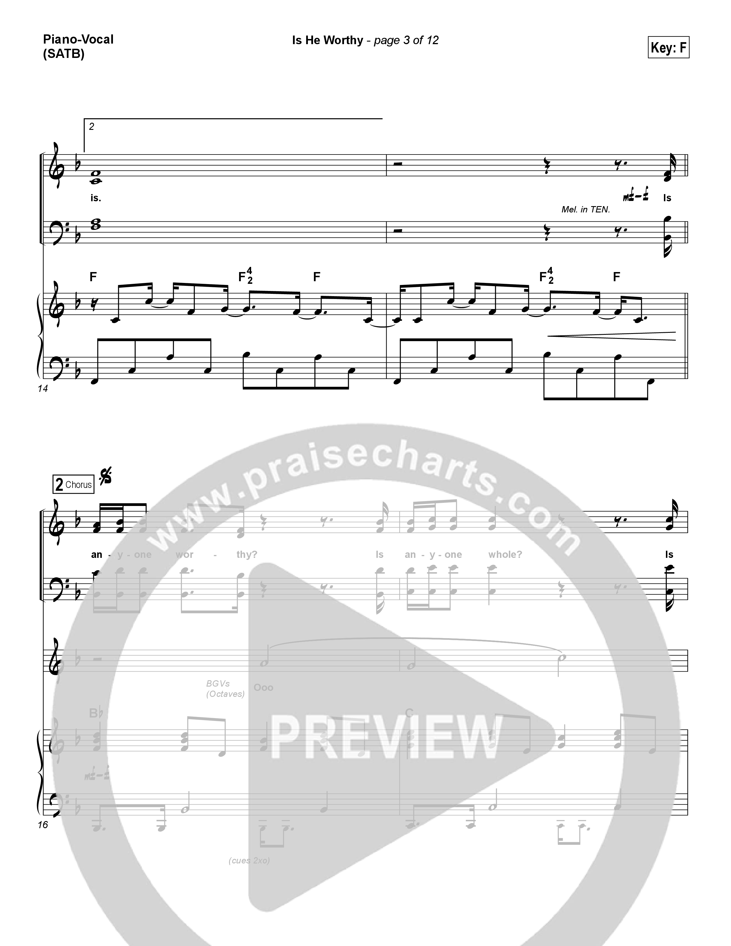 Is He Worthy Piano/Choir (SATB) (Chris Tomlin)