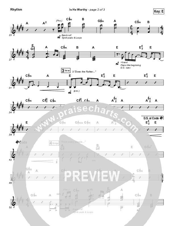 Is He Worthy Rhythm Chart (Chris Tomlin)