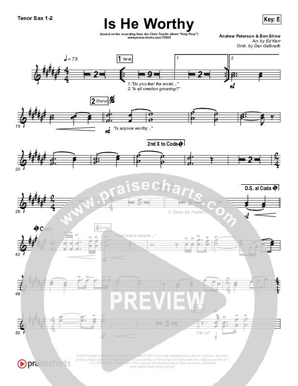 Is He Worthy Tenor Sax 1/2 (Chris Tomlin)