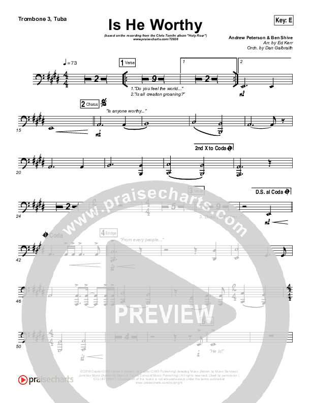 Is He Worthy Trombone 3/Tuba (Chris Tomlin)
