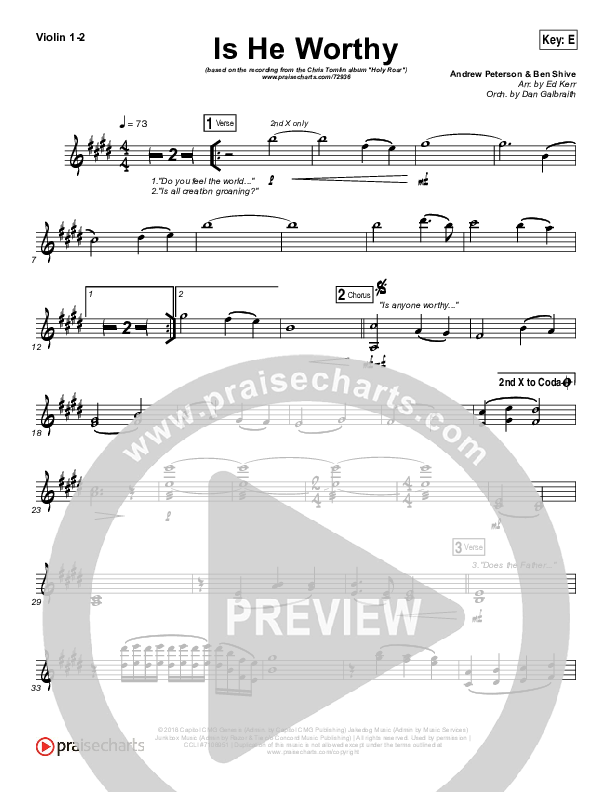 Is He Worthy Violin 1/2 (Chris Tomlin)