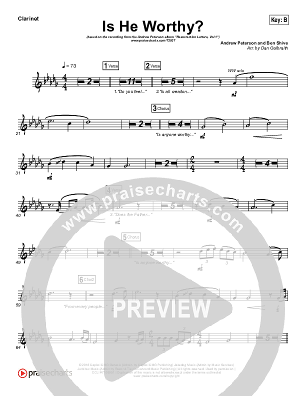 Is He Worthy Clarinet 1,2 (Andrew Peterson)