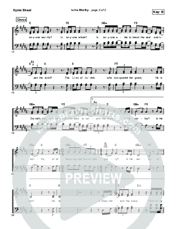 Is He Worthy Hymn Sheet (Andrew Peterson)