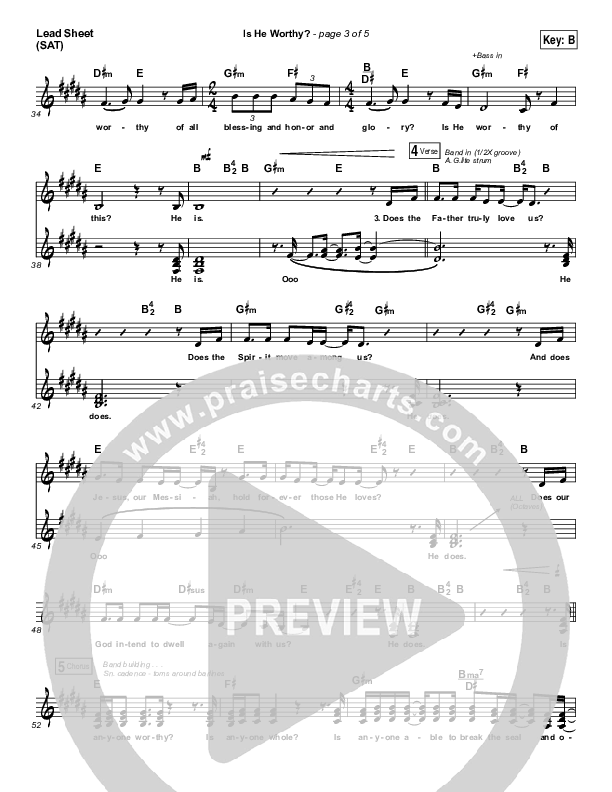 Is He Worthy Lead Sheet (SAT) (Andrew Peterson)