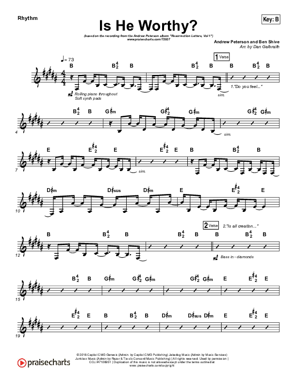 Is He Worthy Rhythm Chart (Andrew Peterson)