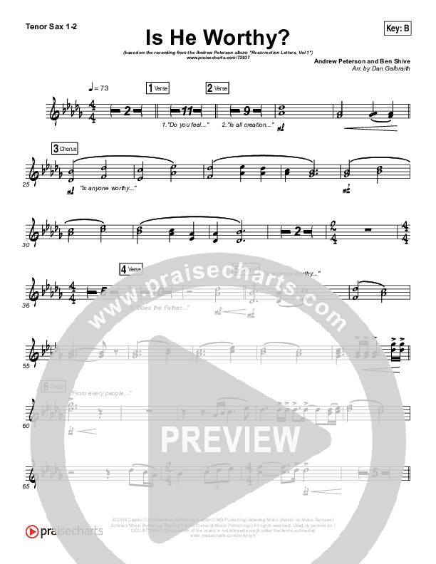 Is He Worthy Tenor Sax 1,2 (Andrew Peterson)