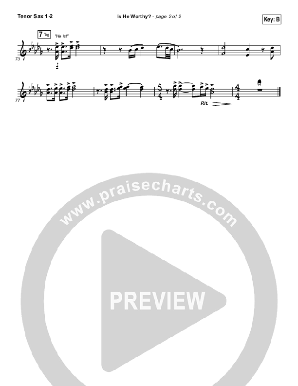 Is He Worthy Tenor Sax 1,2 (Andrew Peterson)