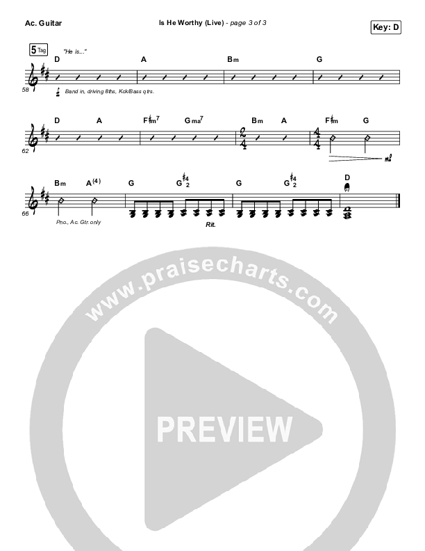 Is He Worthy (Live) Acoustic Guitar (Shane & Shane)