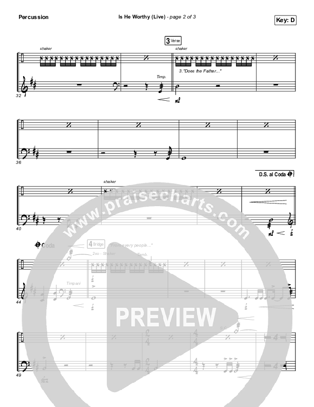 Is He Worthy (Live) Percussion (Shane & Shane)