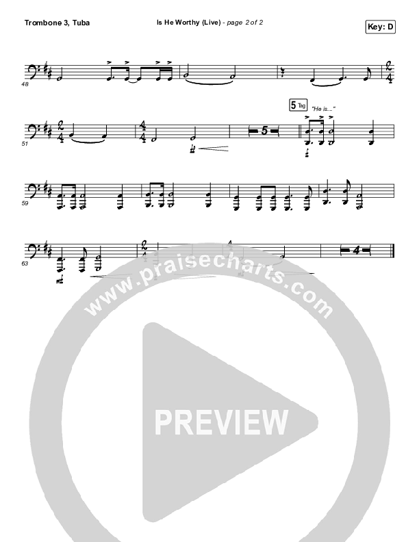 Is He Worthy (Live) Trombone 3/Tuba (Shane & Shane)