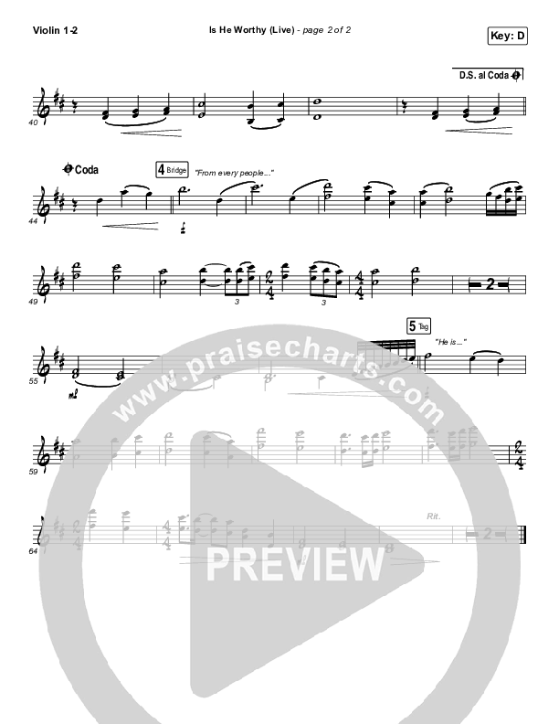 Is He Worthy (Live) Violin 1,2 (Shane & Shane)