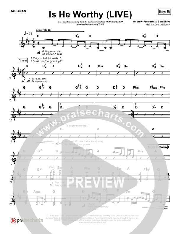 Is He Worthy (Live) Acoustic Guitar (Chris Tomlin)