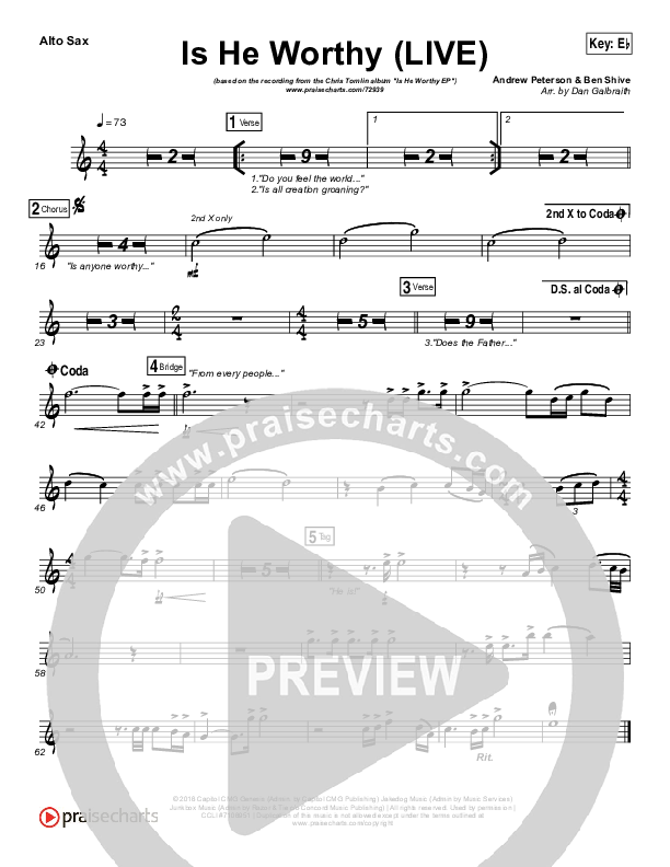 Is He Worthy (Live) Alto Sax (Chris Tomlin)